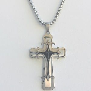 Large stainless steel Cross necklace